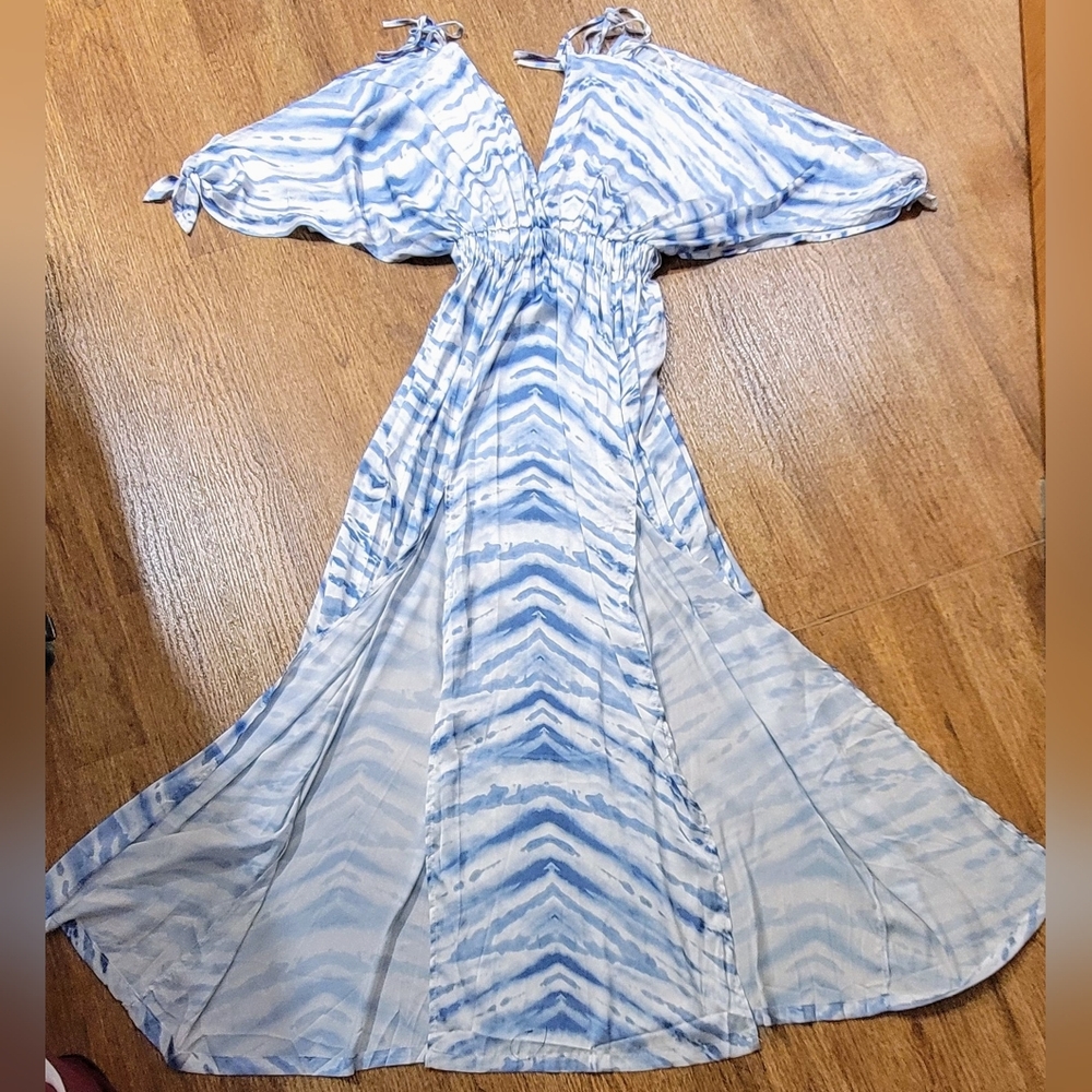 Surf Gypsy Blue Tie-Dye Maxi Dress Sz S - Picture 2 of 3